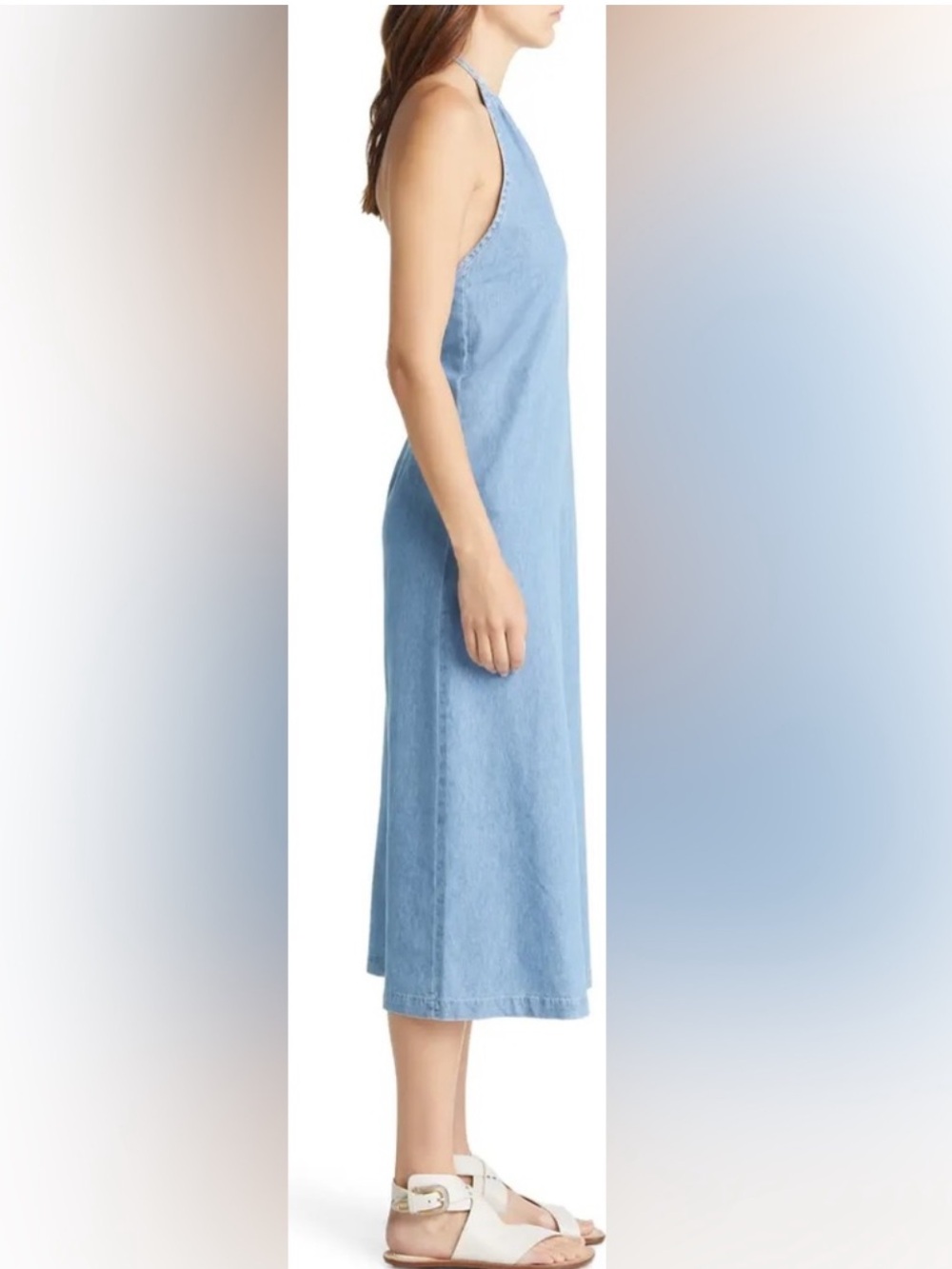 Rag & Bone Zoe halter chambray denim midi dress size XS - Picture 3 of 10